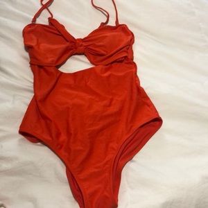 Bright Orange cutout one piece swim suit